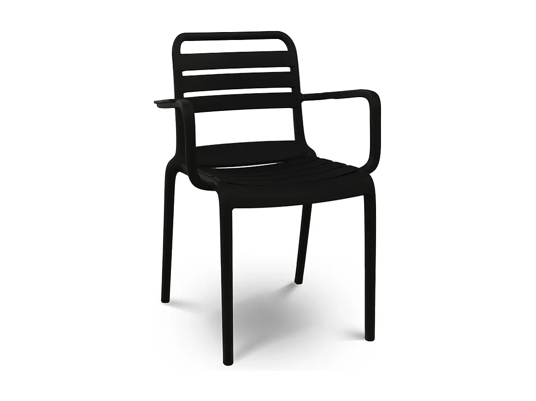 Chaise de jardin empilable PP noir Ambiance