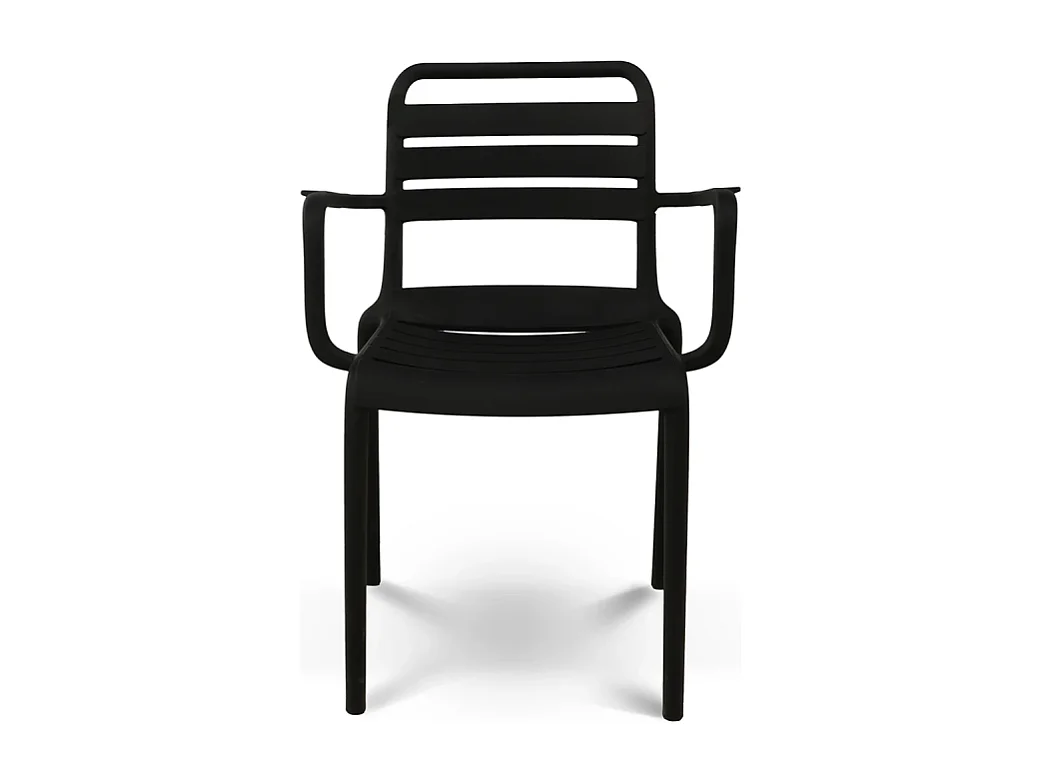 Chaise de jardin empilable PP noir Ambiance