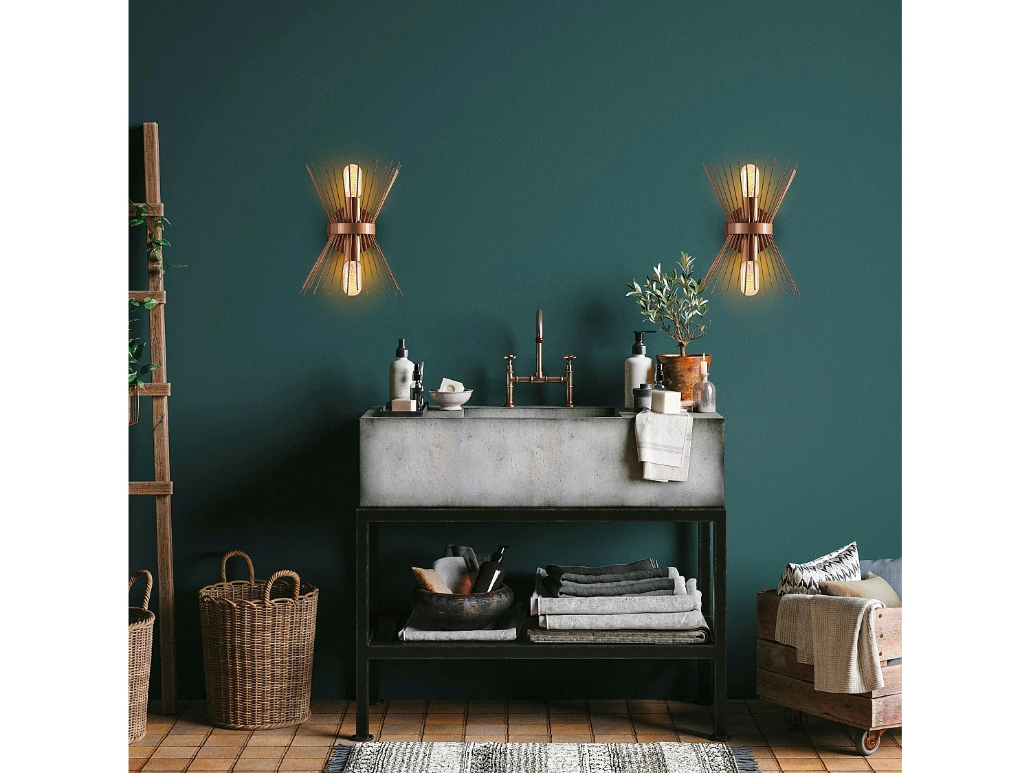 Applique murale design cuivrée, forme sablier SINOP