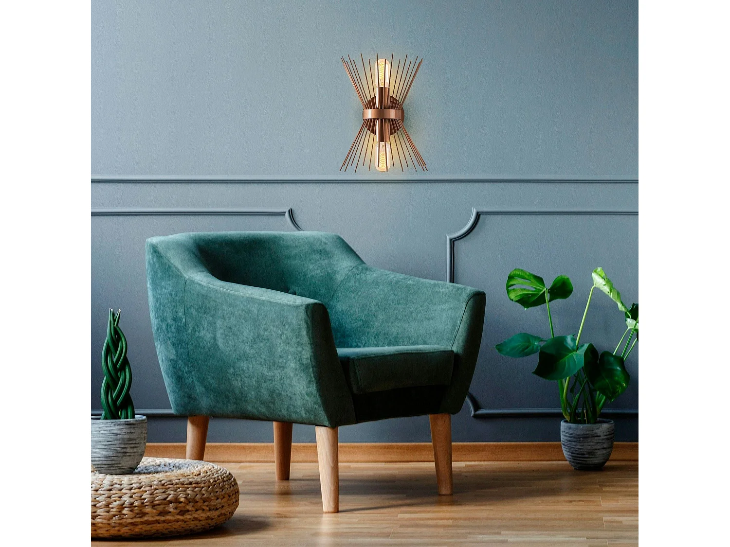 Applique murale design cuivrée, forme sablier SINOP