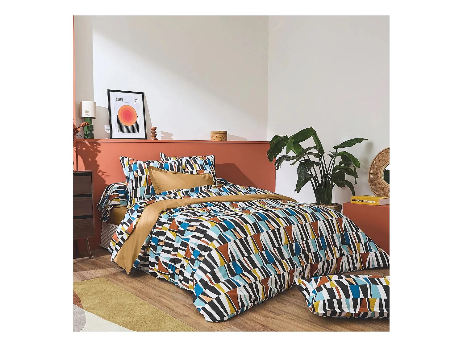 Parure de lit 260x240 cm 65x65 cm pur coton PIETRO multicolore 3 pièces