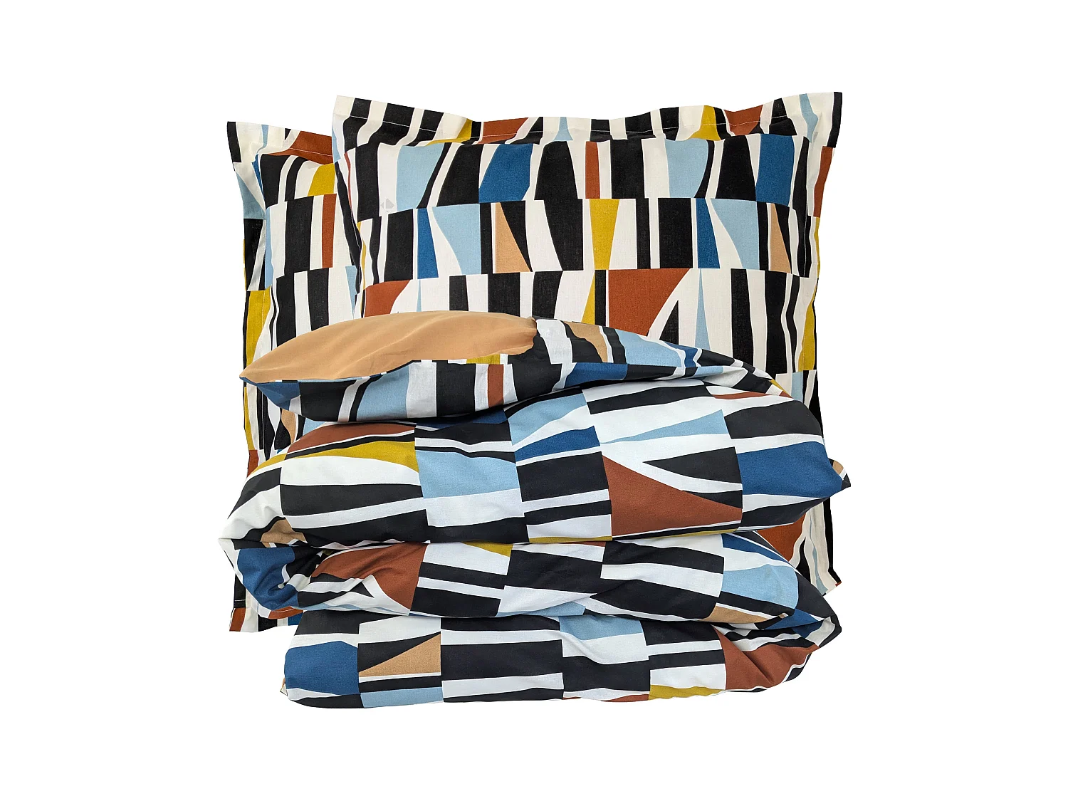 Parure de lit 280x240 cm 65x65 cm pur coton PIETRO multicolore 3 pièces