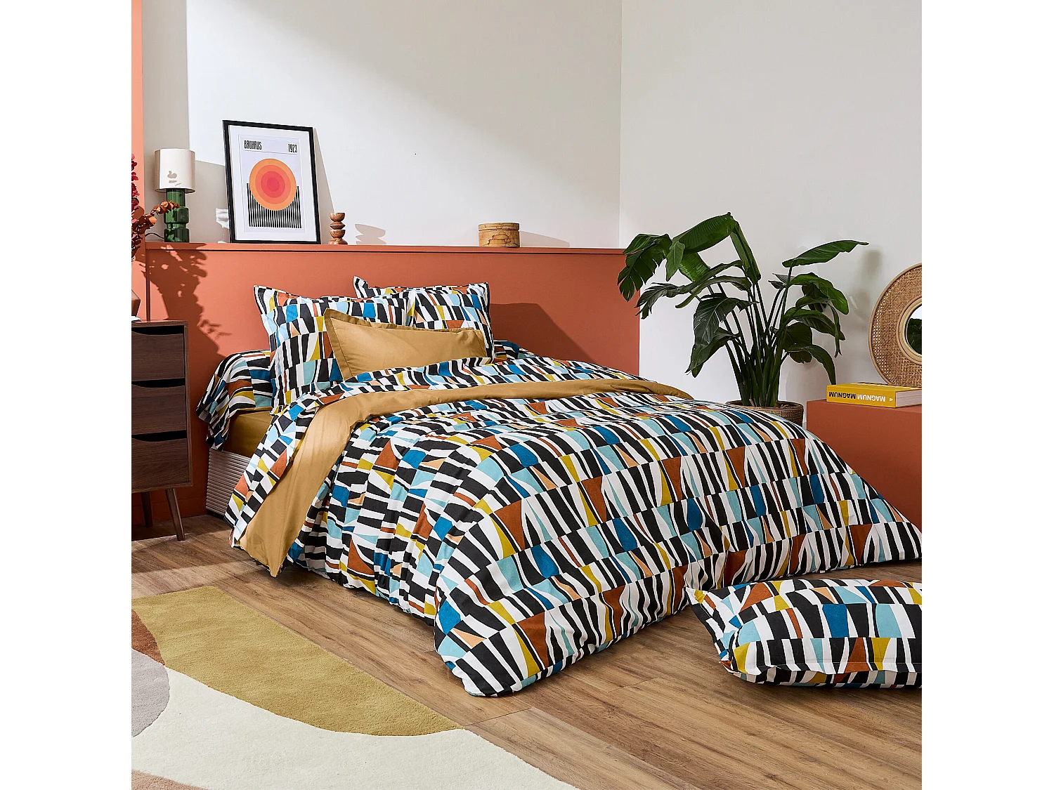 Parure de lit 280x240 cm 65x65 cm pur coton PIETRO multicolore 3 pièces