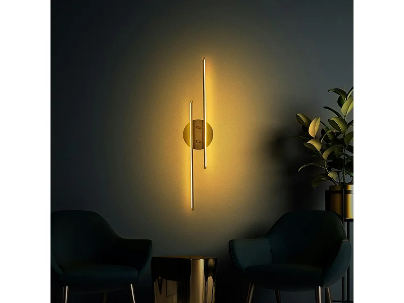 Applique murale LED design, 2 tiges dorées 86 cm VIESTE