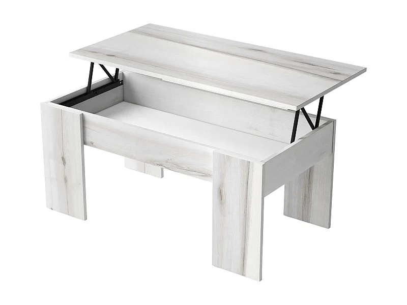 Mesa Centro Elevable Low Estilo Contemporáneo Blanco Albo 100x50 cm