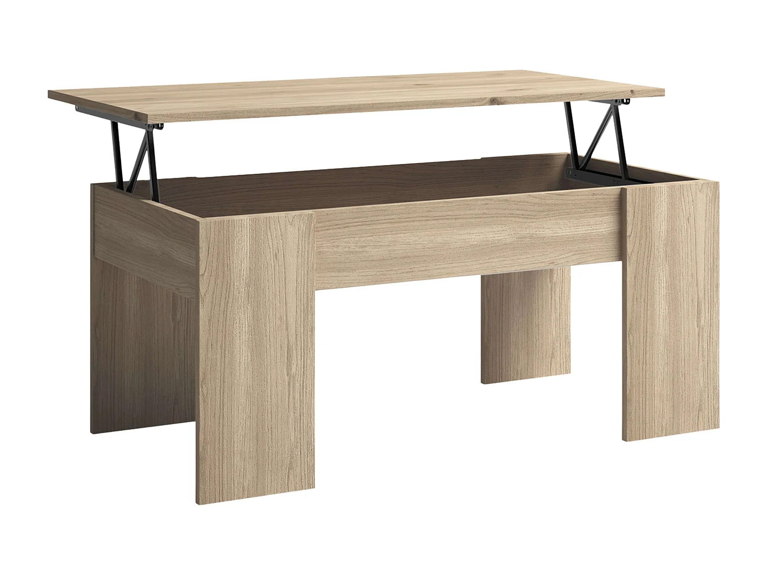 Mesa de Centro Elevable Basic en Roble Natural Melamina 100x50 cm
