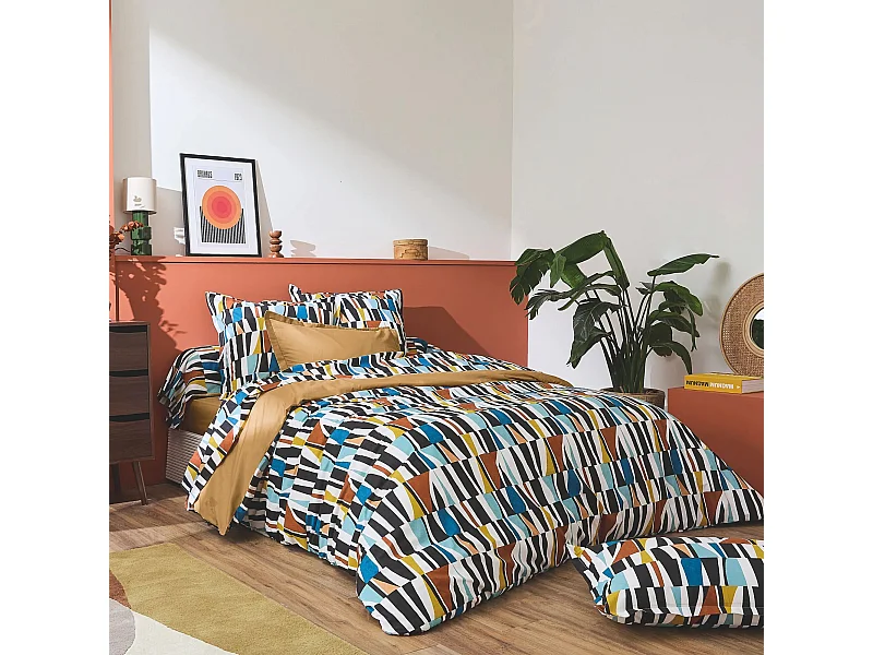 Parure de lit 200x200 cm 65x65 cm pur coton PIETRO multicolore 3 pièces