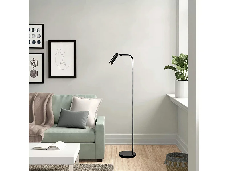Lampadaire design noir minimaliste à tête orientable SILE