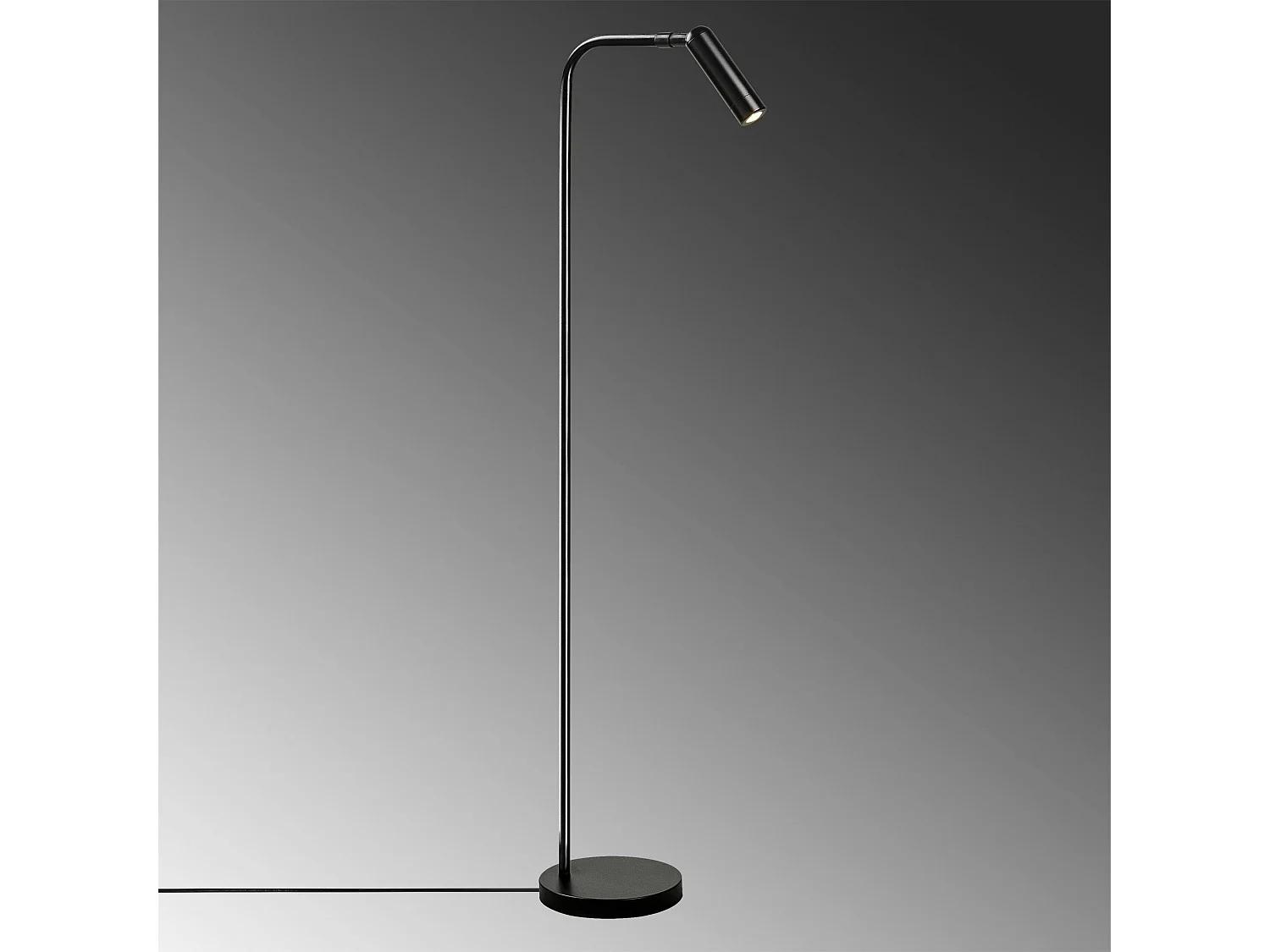 Lampadaire design noir minimaliste à tête orientable SILE
