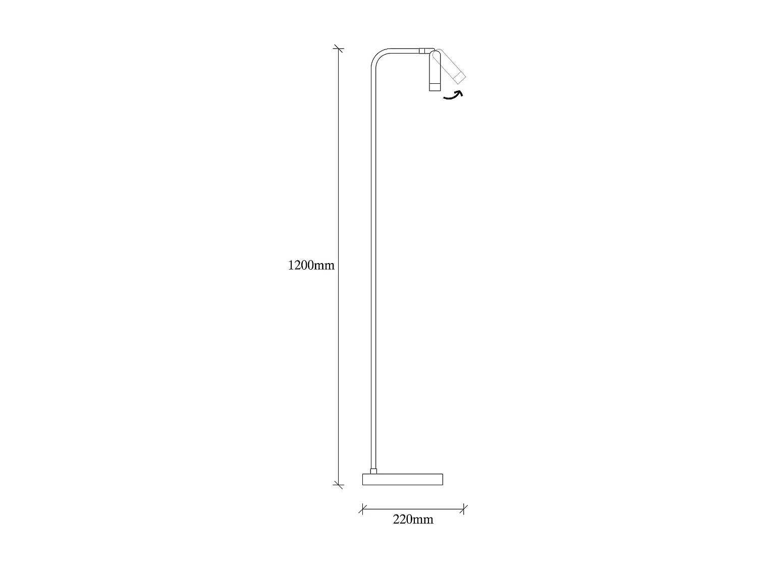 Lampadaire design noir minimaliste à tête orientable SILE