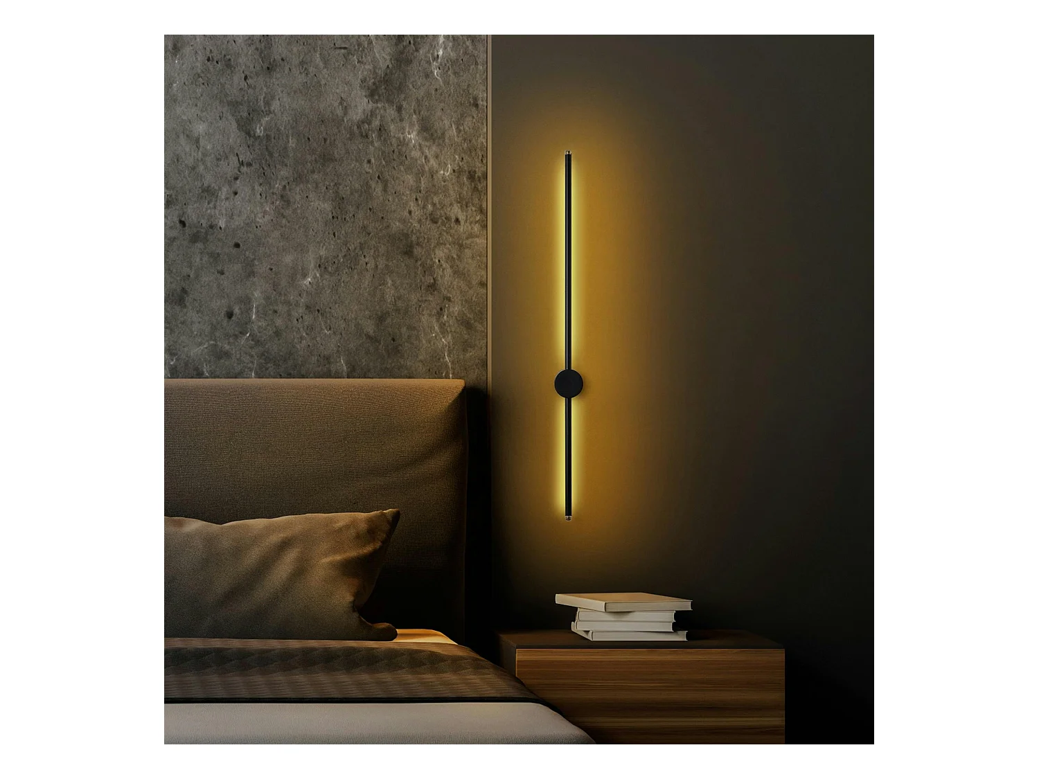 Applique murale LED design, 1 tige noire verticale VIESTE