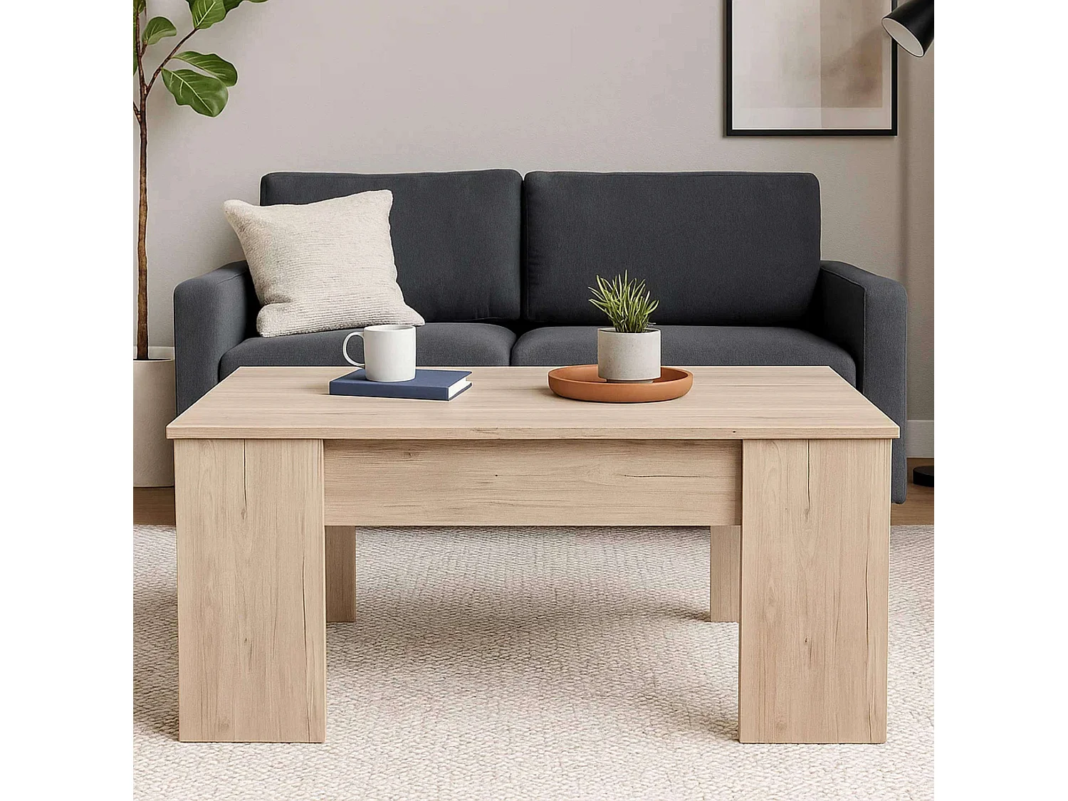 Mesa de centro elevable Low color sahara moderno 100x45x50 cm