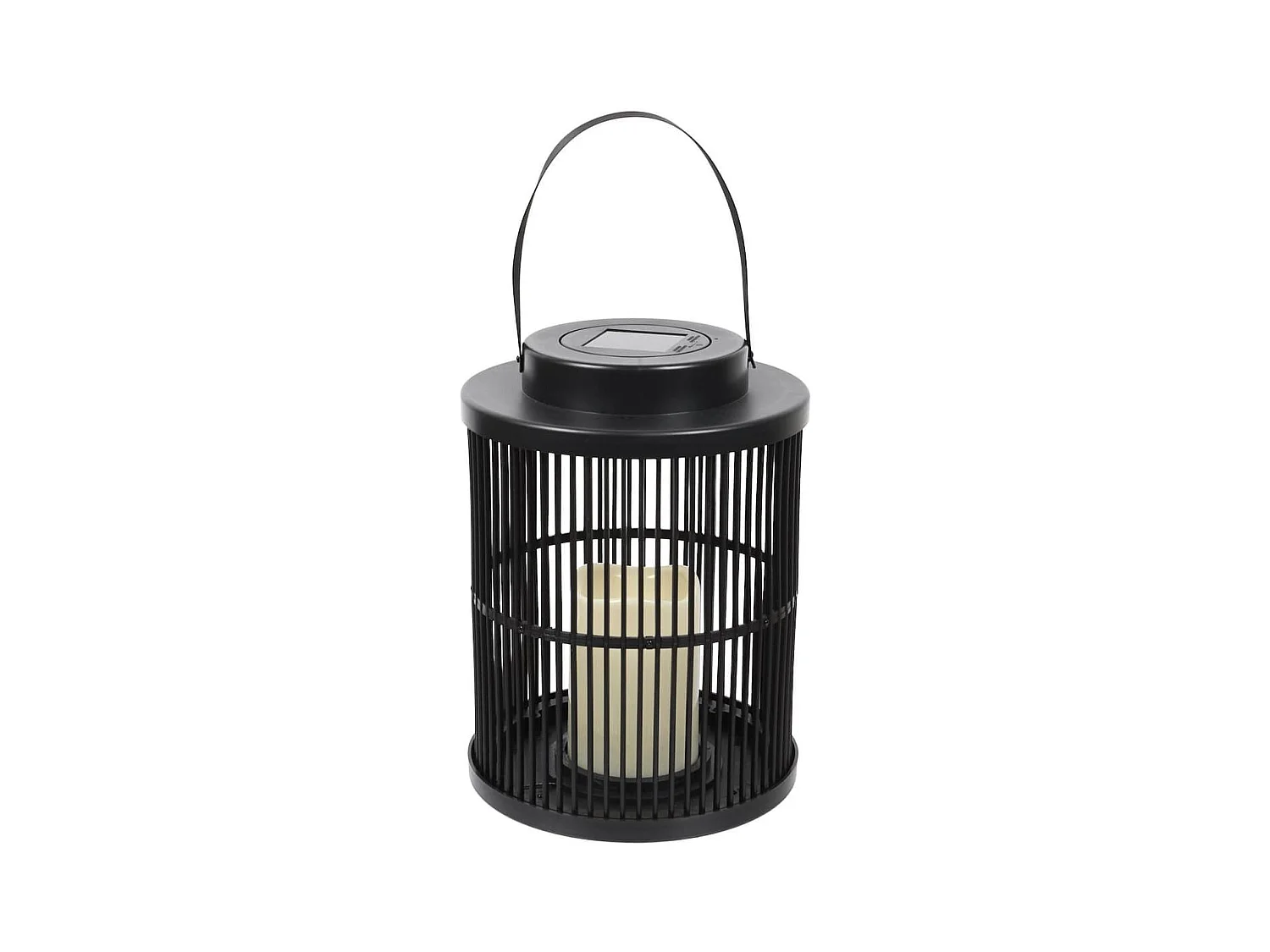 Lanterne solaire led effet bougie, en polypropylène noir avec anse (H25 cm)