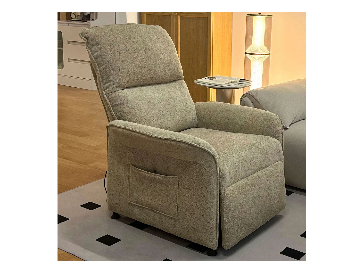 Sillón Reclinable Modelo Thai Estilo Contemporáneo Beige 2 Motores 82x102x84 cm