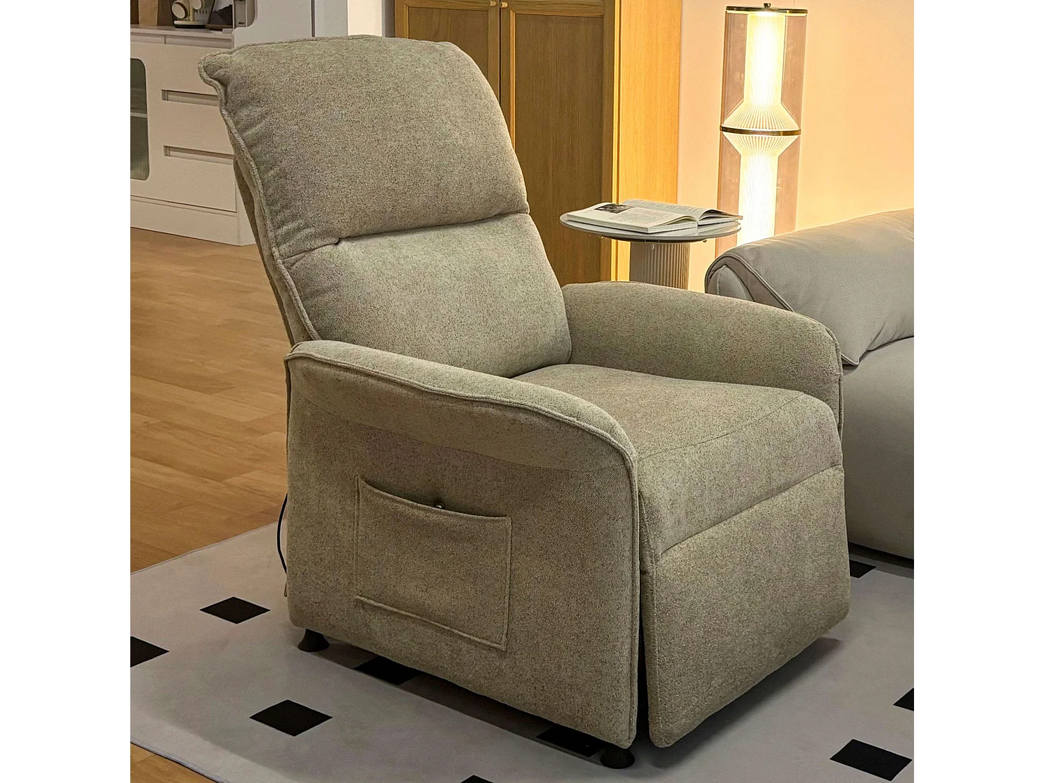 Sillón Reclinable Modelo Thai Estilo Contemporáneo Beige 2 Motores 82x102x84 cm