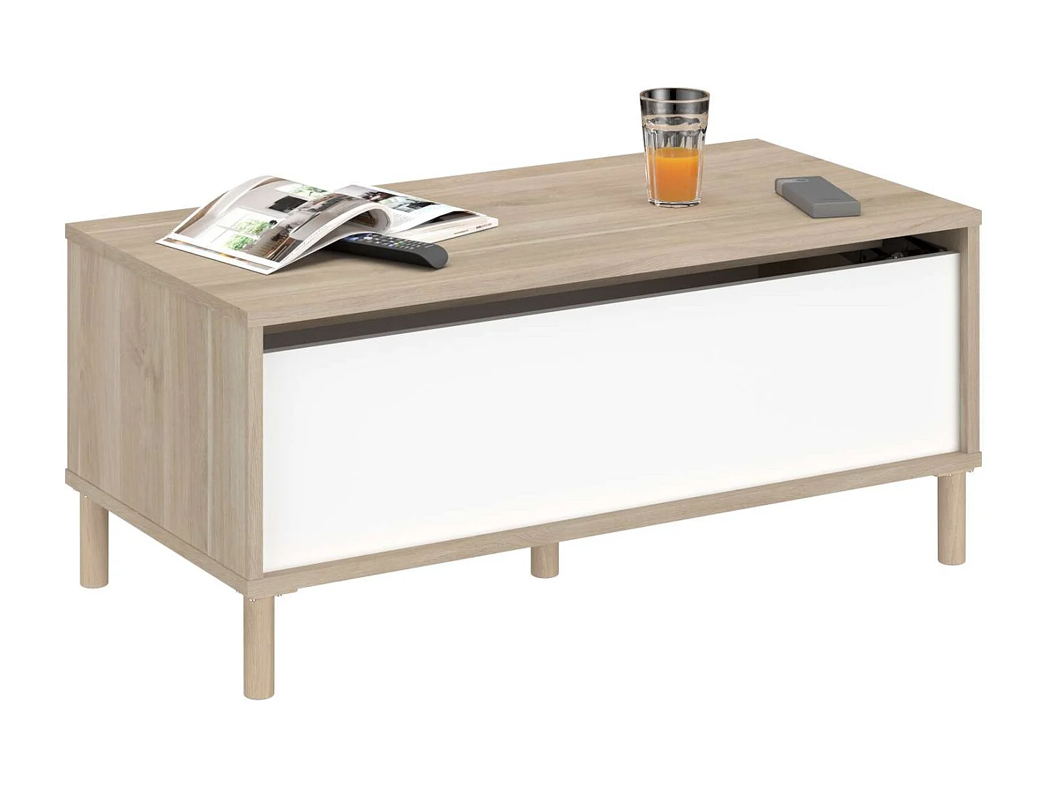 Mesa de centro Azzaro salón tablero elevable melamina roble japonés 110x44x50 cm