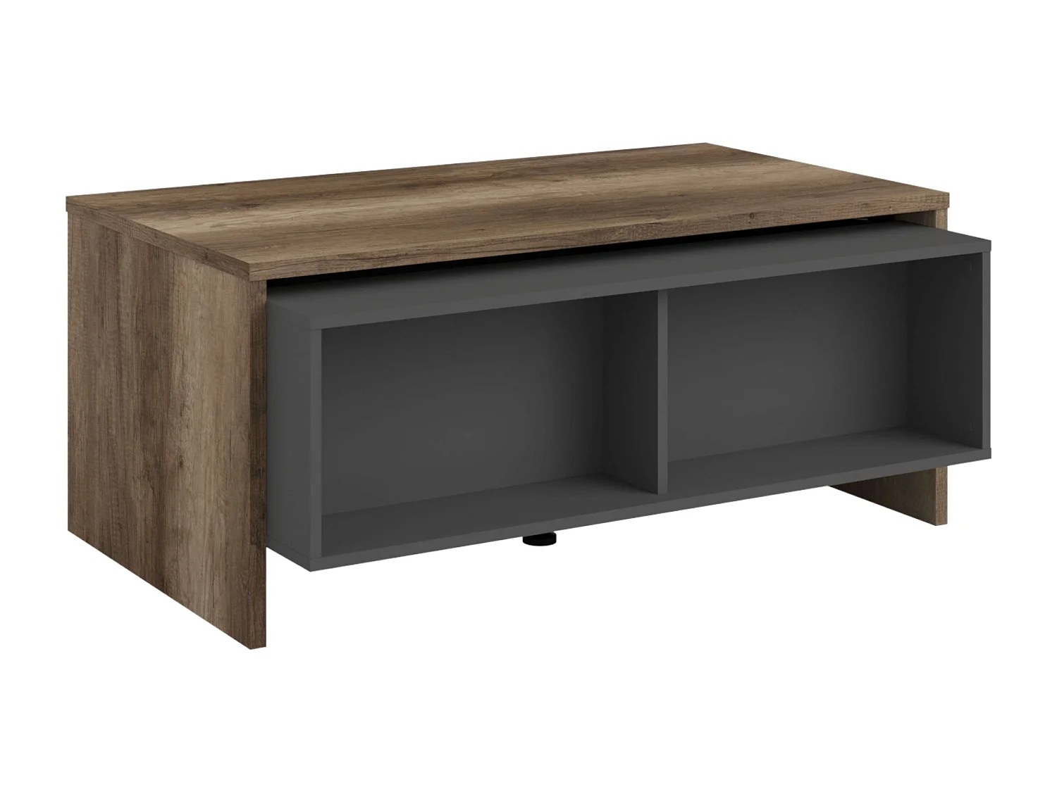 Mesa de centro elevatória Opec com 2 prateleiras, cinza/carvalho, 47x110x65 cm, sala de estar