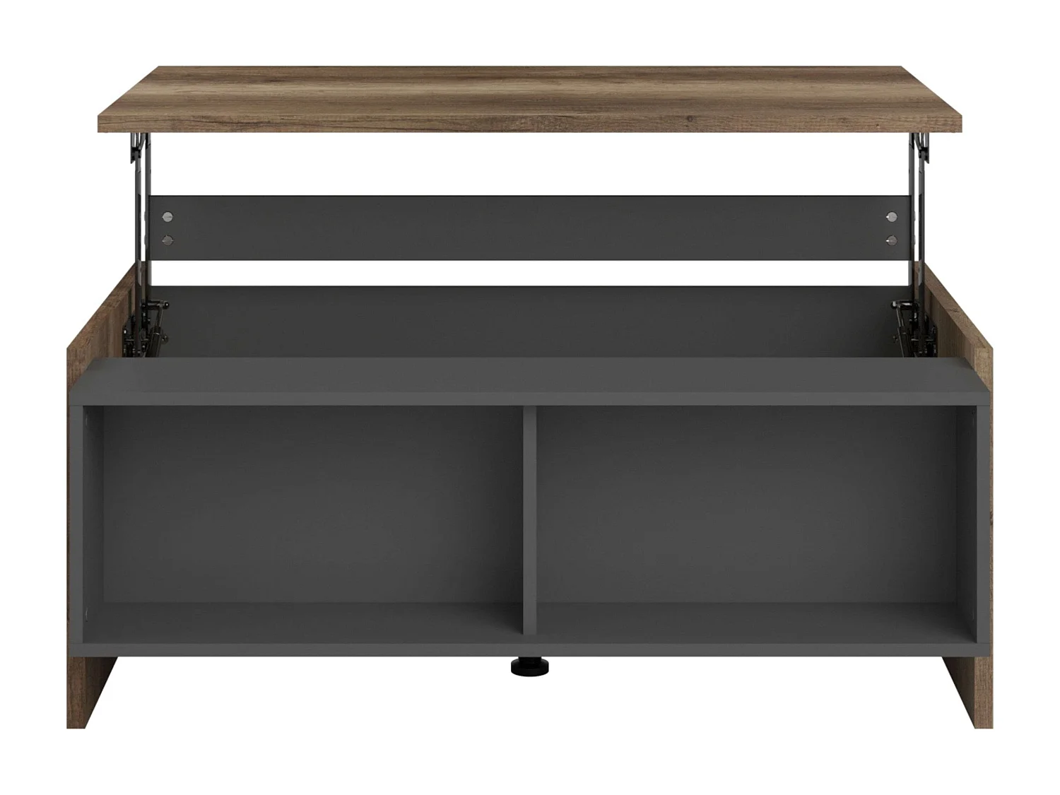 Mesa de centro elevatória Opec com 2 prateleiras, cinza/carvalho, 47x110x65 cm, sala de estar