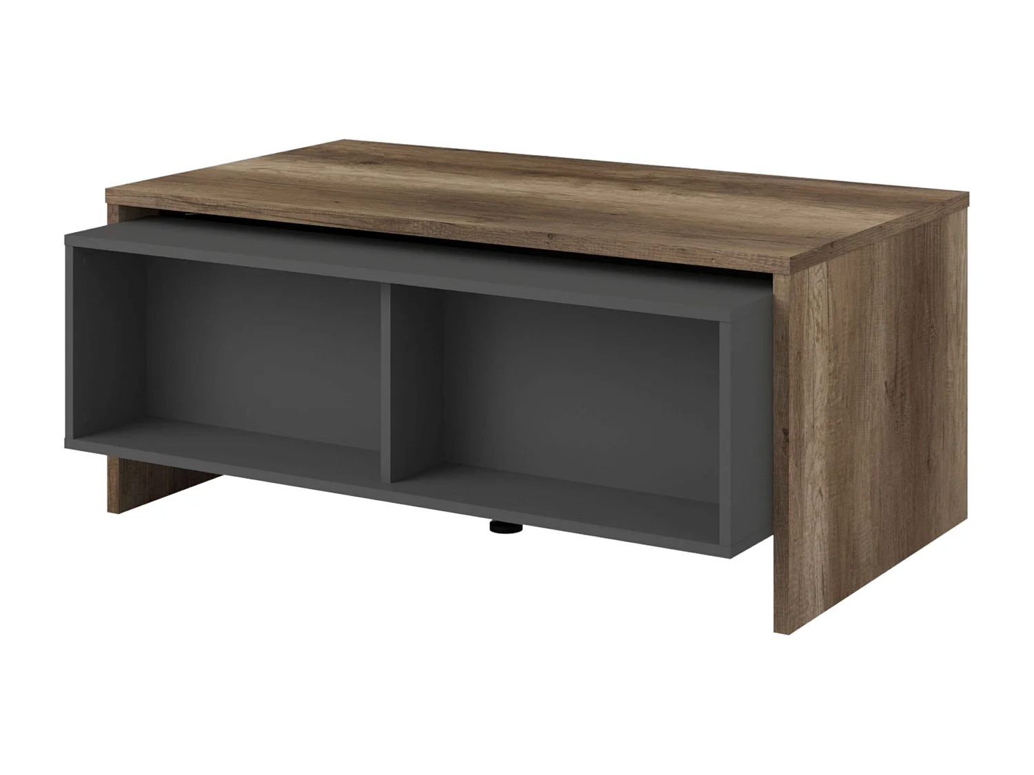 Mesa de centro elevatória Opec com 2 prateleiras, cinza/carvalho, 47x110x65 cm, sala de estar