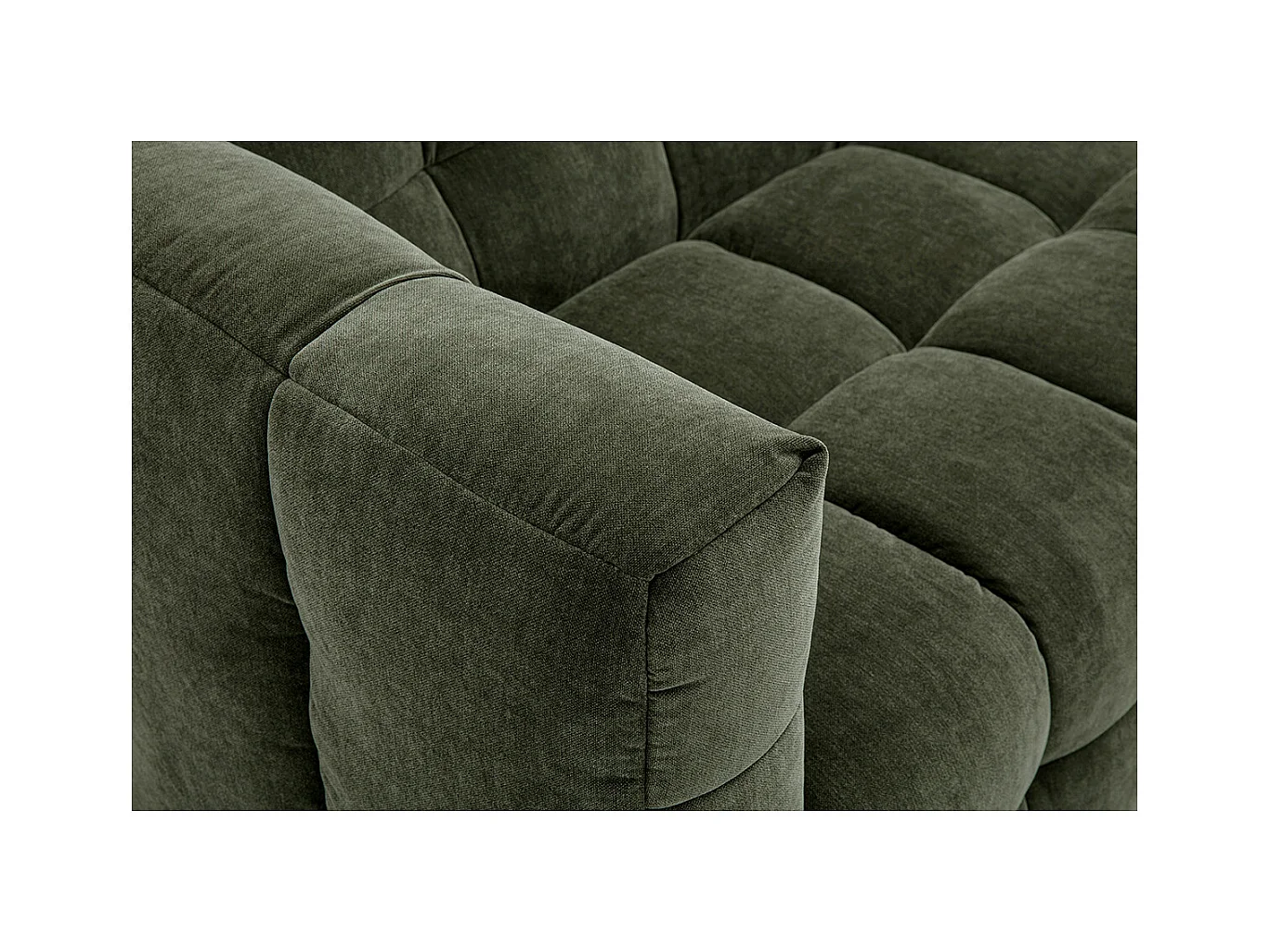 Canapé design 3 places en tissu effet velours vert kaki CORTO