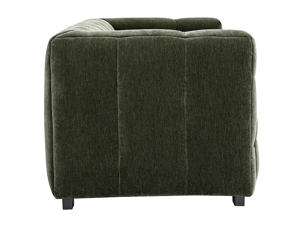 Canapé design 3 places en tissu effet velours vert kaki CORTO