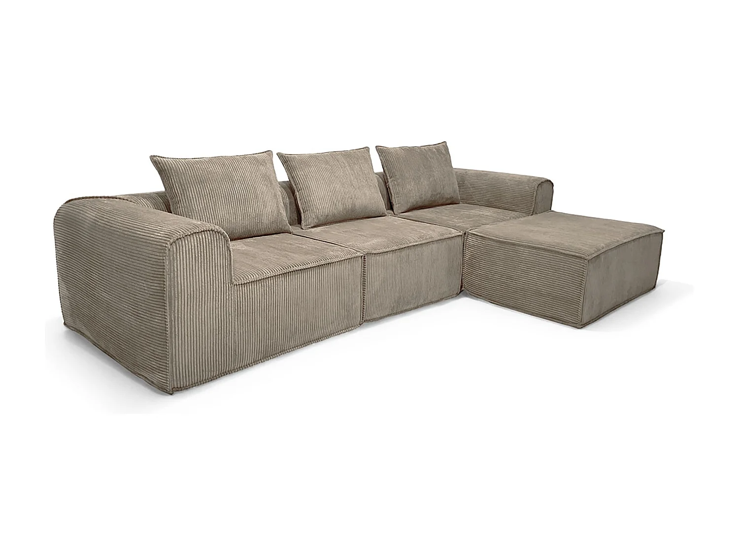 Canapé d'angle compressé 5 places en velours cotele beige NOW 270x170x58 cm
