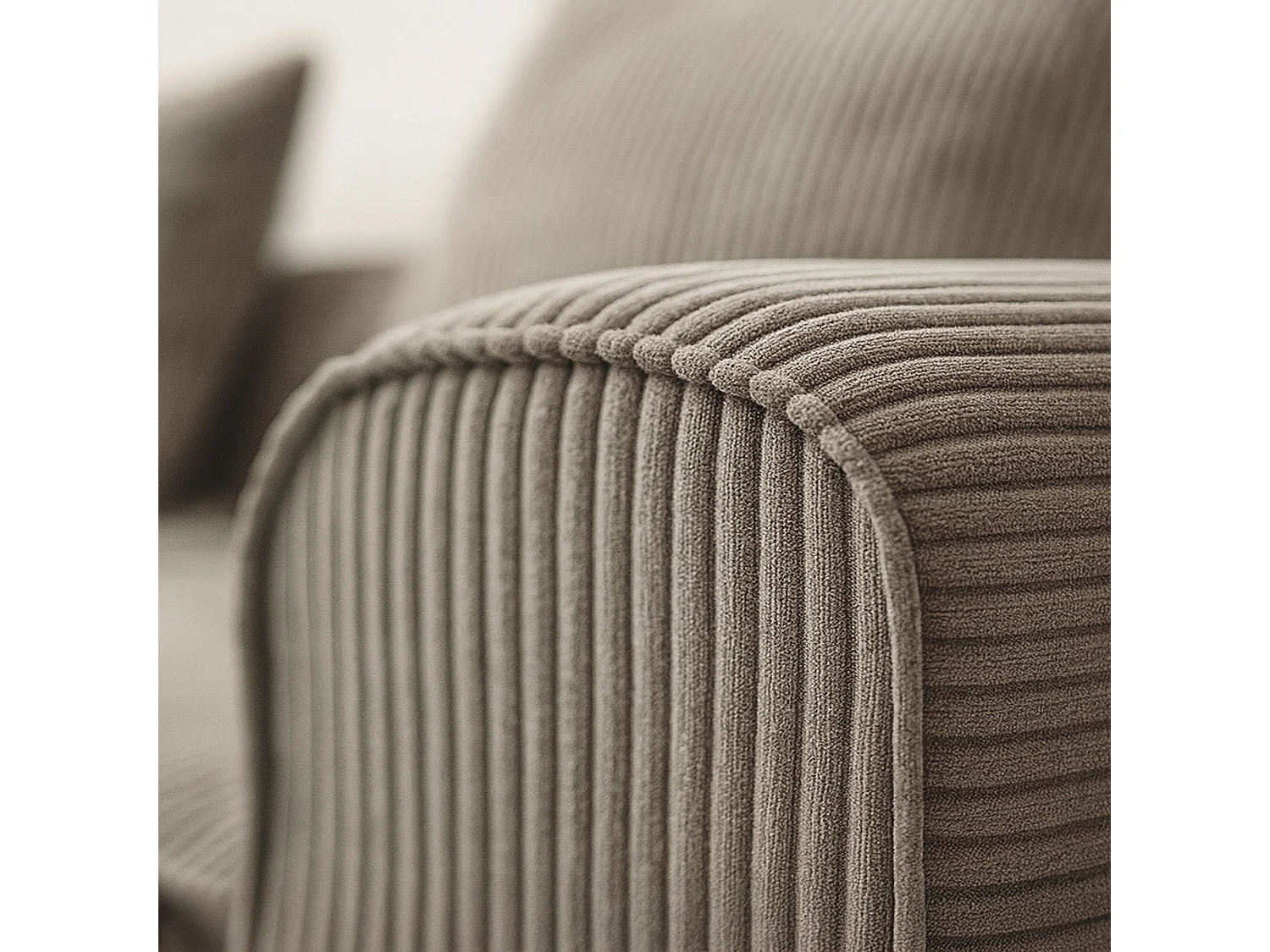 Canapé d'angle compressé 5 places en velours cotele beige NOW 270x170x58 cm