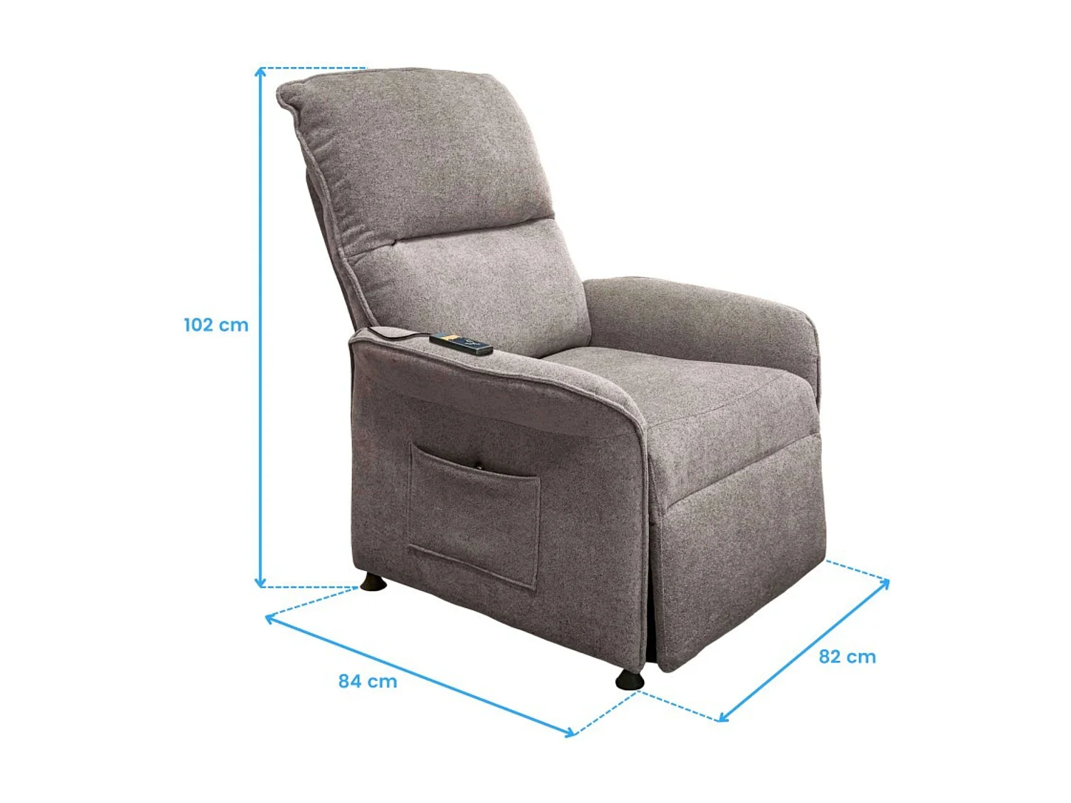 Sillón Reclinable Thai Contemporáneo Gris 2 Motores y Mando 82x102x84 cm