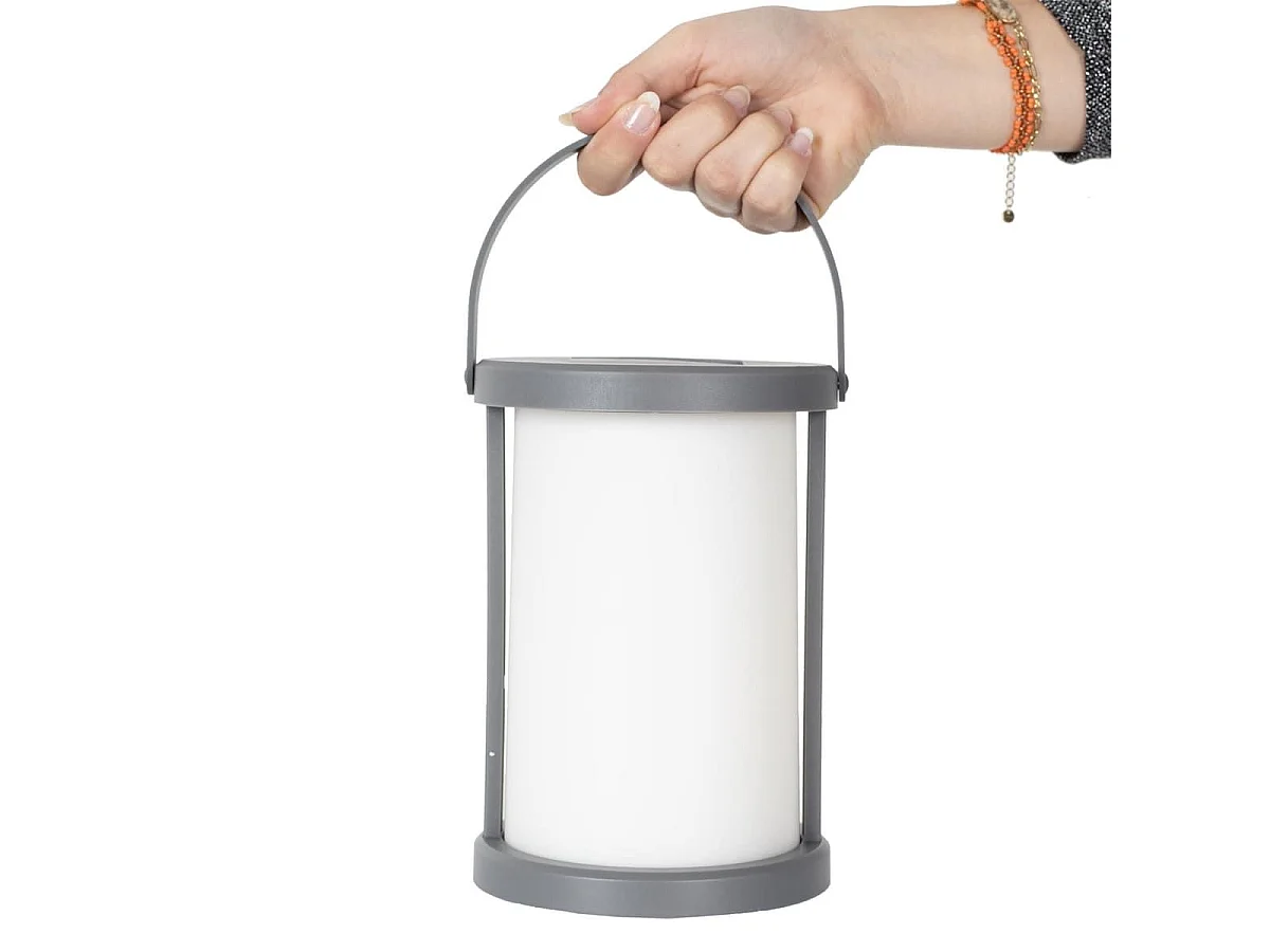 Lampe nomade solaire portable en plastique blanc et gris à Suspendre ou à poser