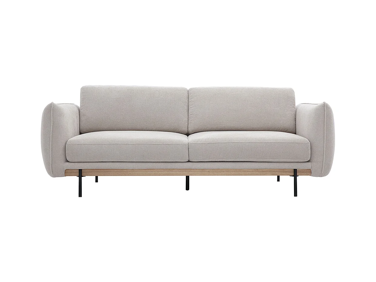 Canapé design 3 places en tissu chenille beige et métal noir TODD
