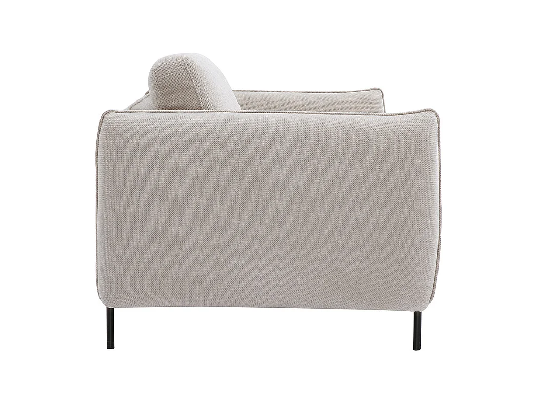 Canapé design 3 places en tissu chenille beige et métal noir TODD