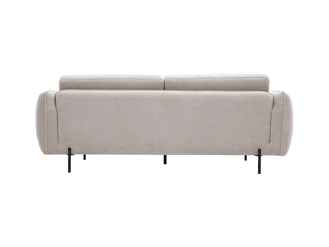 Canapé design 3 places en tissu chenille beige et métal noir TODD