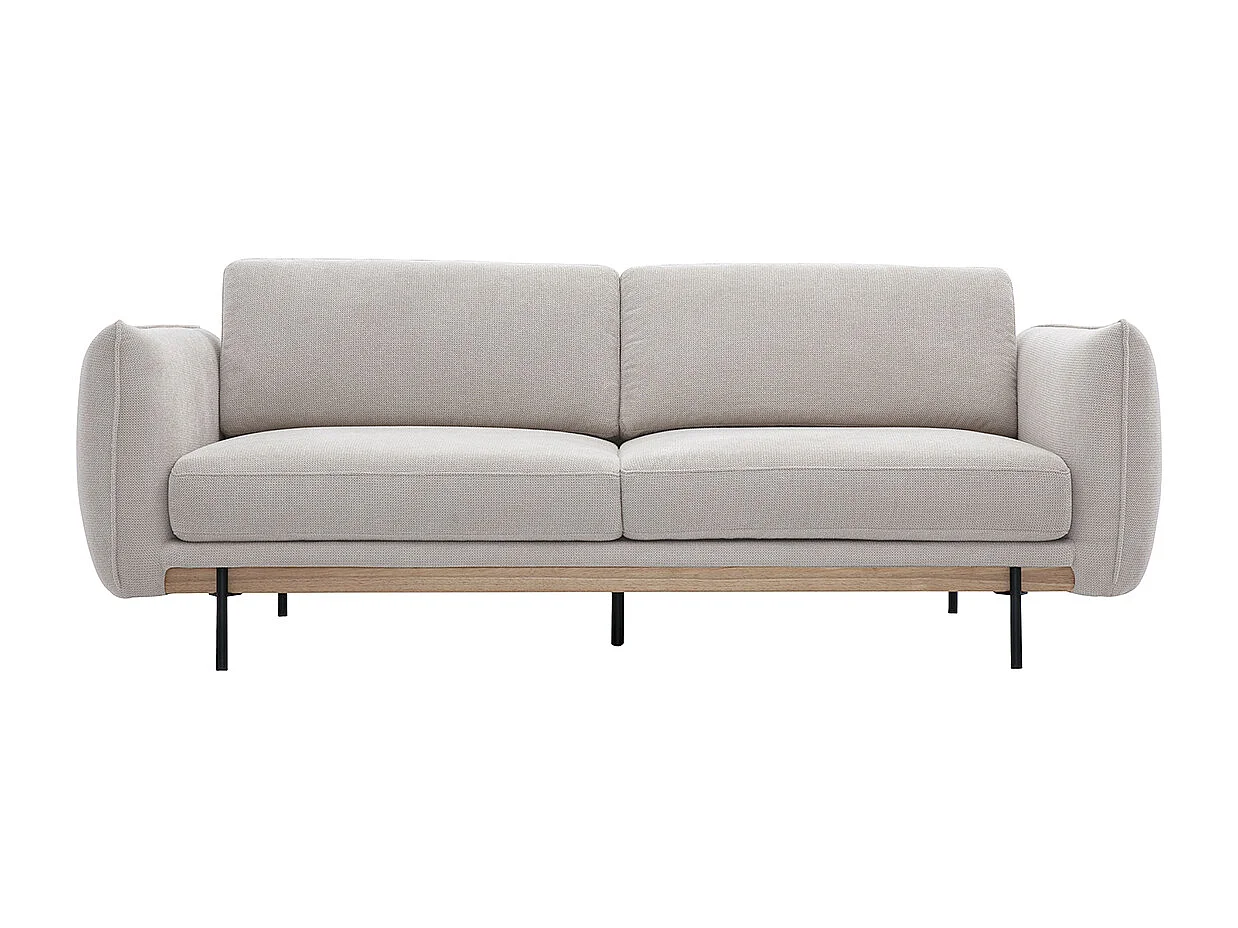 Canapé design 3 places en tissu chenille beige et métal noir TODD