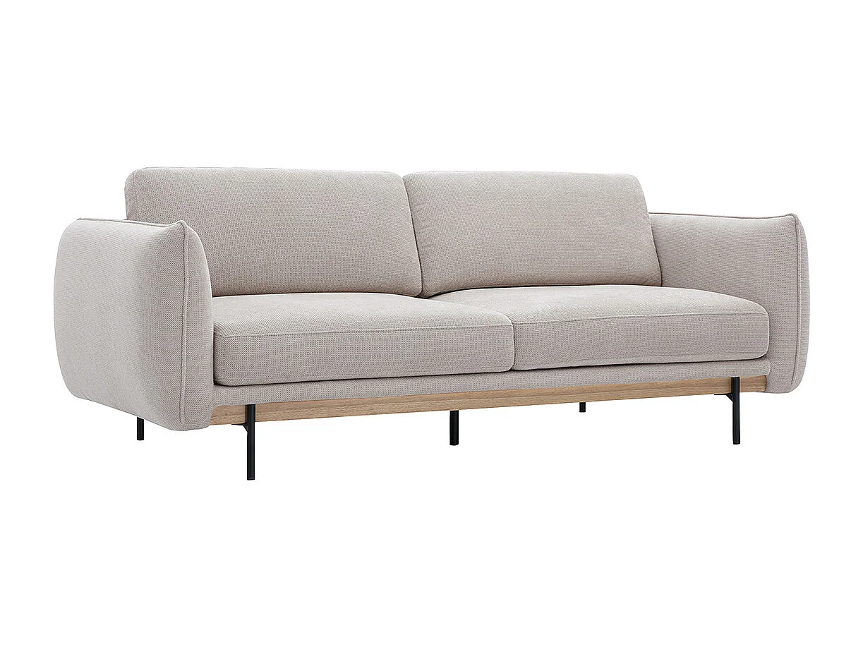 Canapé design 3 places en tissu chenille beige et métal noir TODD