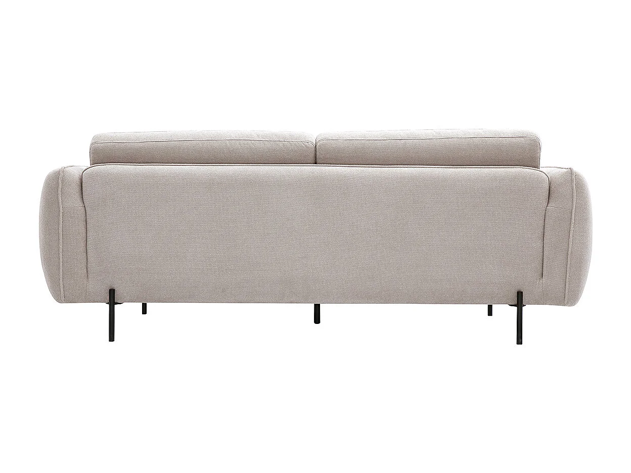 Canapé design 3 places en tissu chenille beige et métal noir TODD