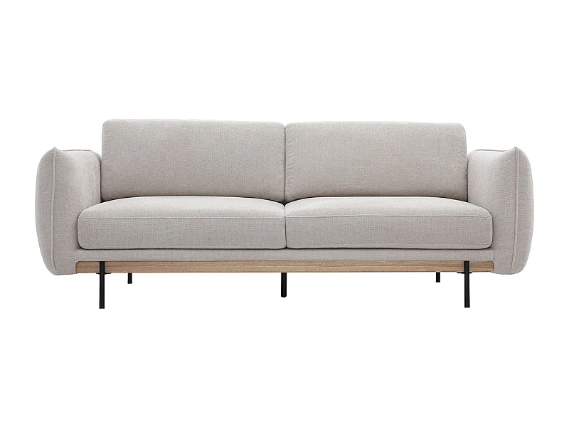 Canapé design 3 places en tissu chenille beige et métal noir TODD