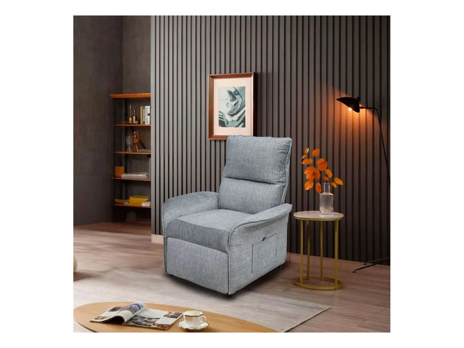 Sillón Reclinable Son Gris Mando Eléctrico 2 Posiciones 88x98x84 cm