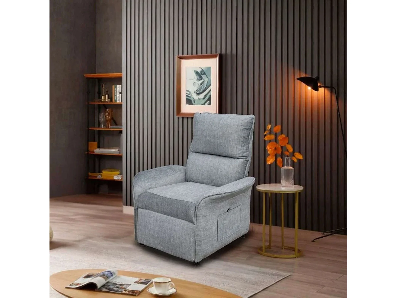 Sillón Reclinable Son Gris Mando Eléctrico 2 Posiciones 88x98x84 cm