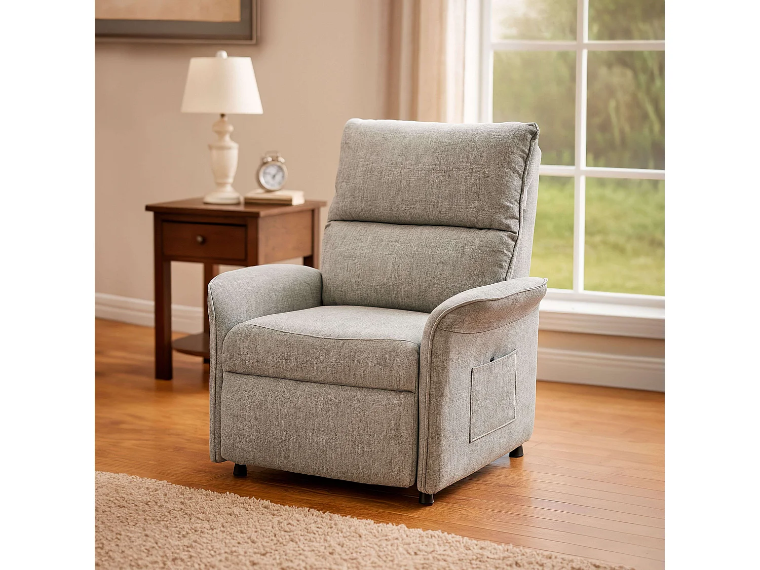 Sillón Reclinable Son Gris Mando Eléctrico 2 Posiciones 88x98x84 cm