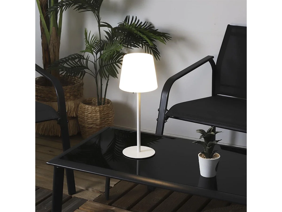 Lampe nomade d'extérieur blanc rechargeable USB avec 3 niveaux éclairage