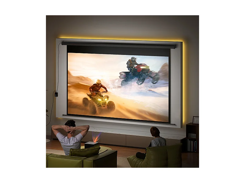 Écran de projection motorisé home-cinéma format 16:9 120 pouces 4K HD avec télécommande noir