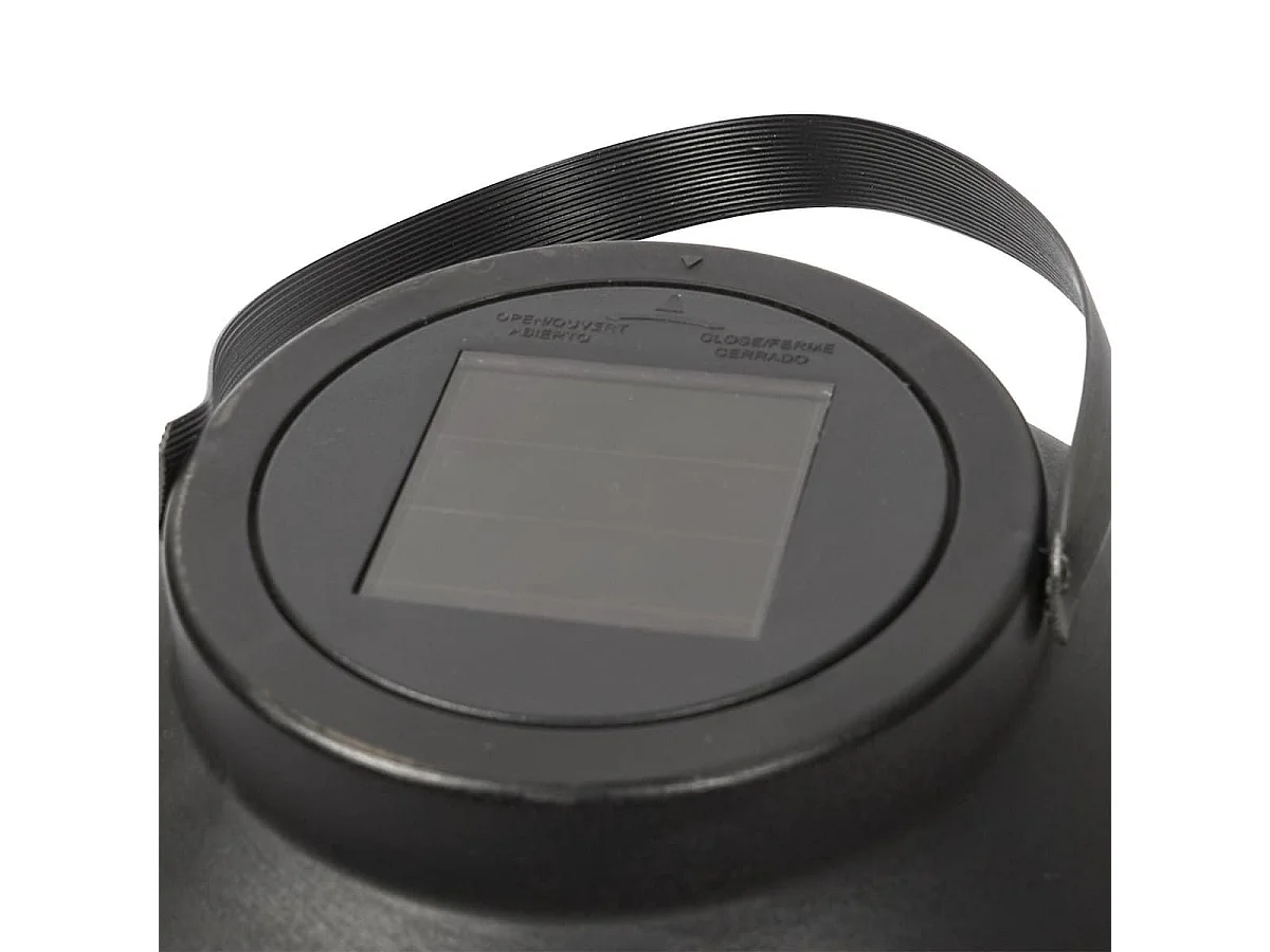 Lanterne solaire led effet bougie, en polypropylène noir avec anse (H23 cm)