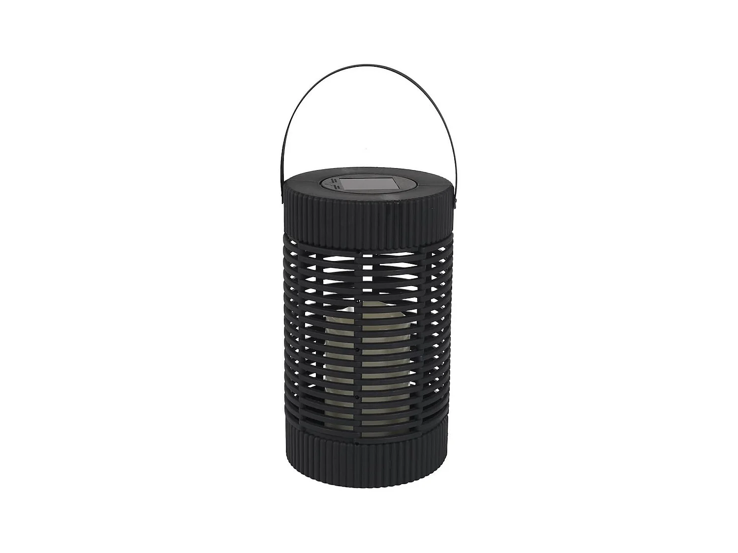 Lanterne solaire led effet bougie, en polypropylène noir avec anse (H23 cm)
