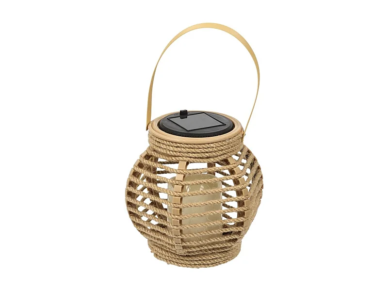 Lanterne solaire led effet bougie, en polypropylène beige avec anse (H15 cm)