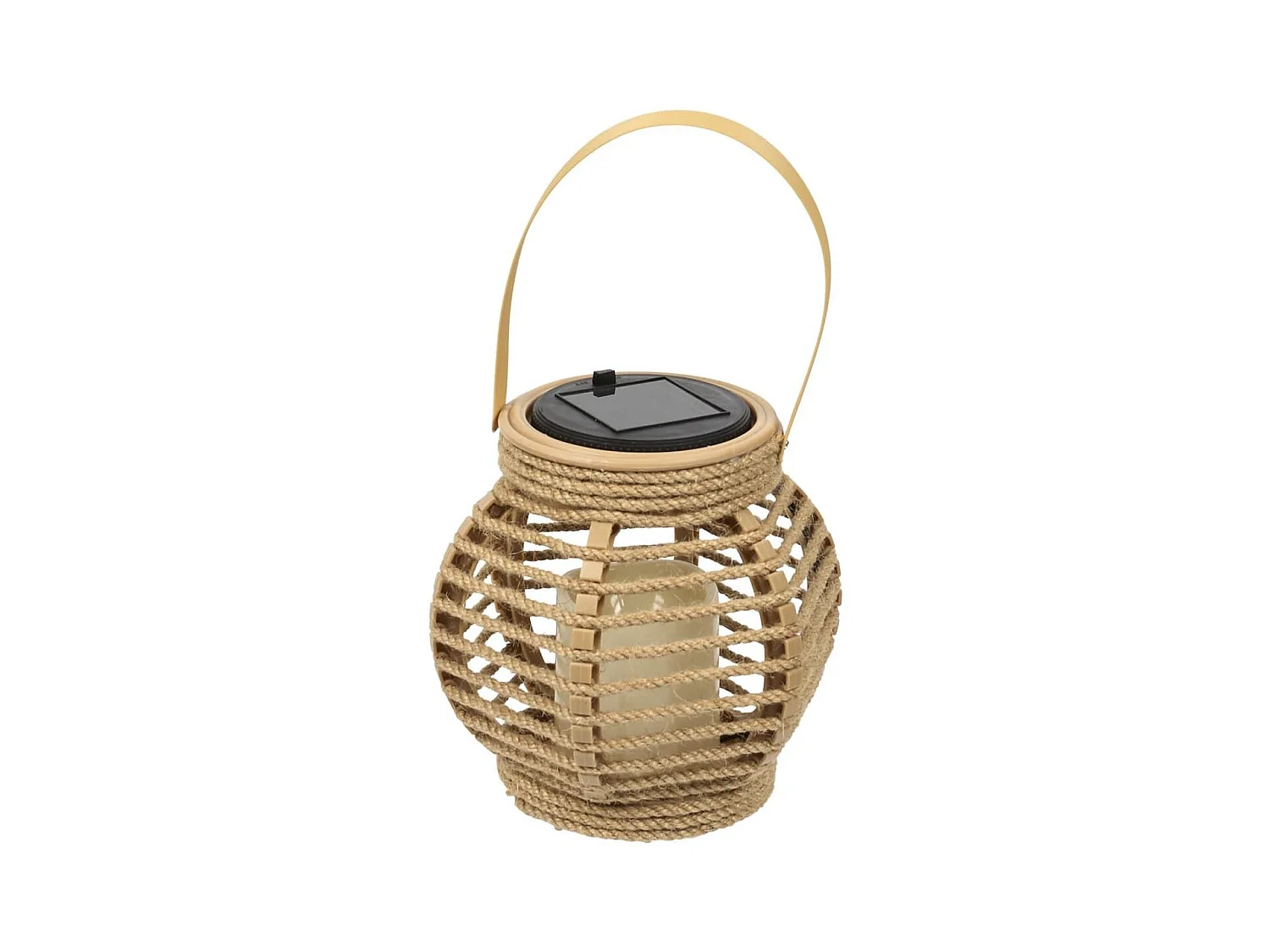 Lanterne solaire led effet bougie, en polypropylène beige avec anse (H15 cm)