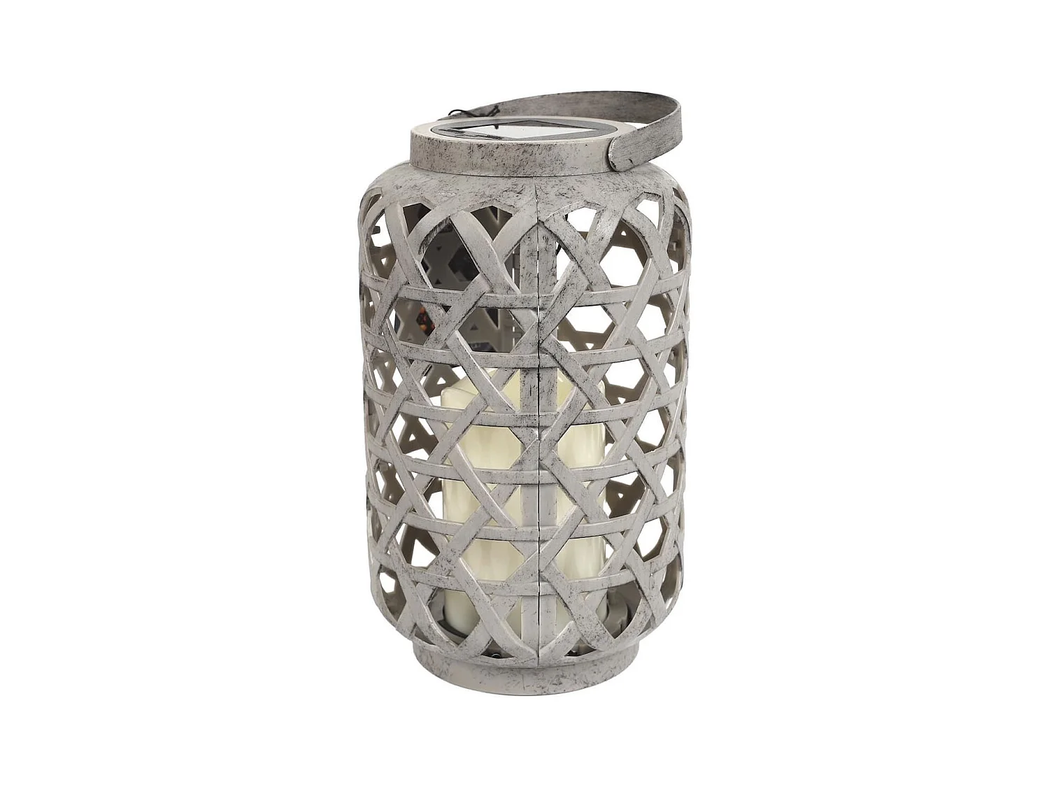 Lanterne solaire extérieur polypropylène grise effet bougie