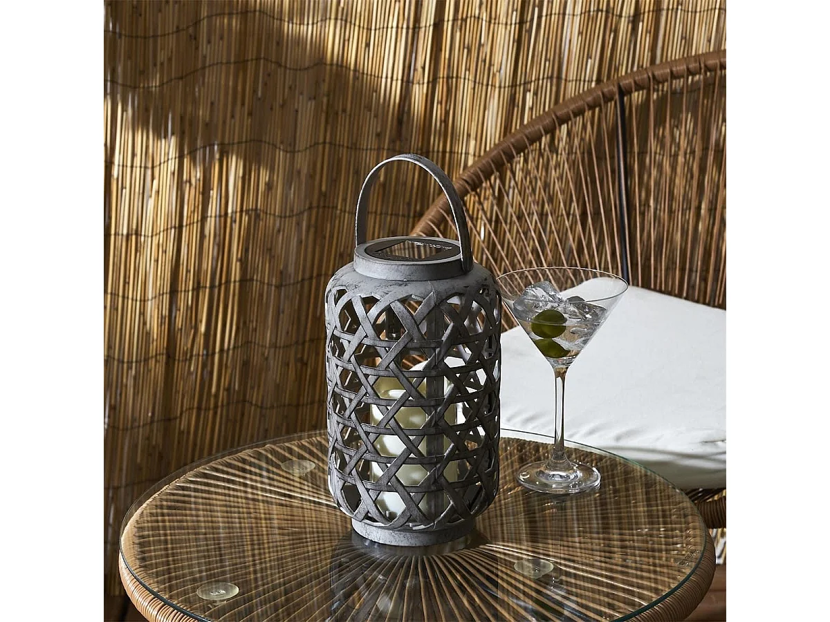 Lanterne solaire extérieur polypropylène grise effet bougie