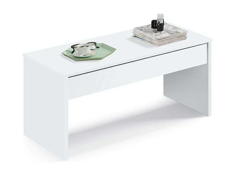 Mesa Centro Blanca Elevable Moderna Kamet 47-58x100x50 cm