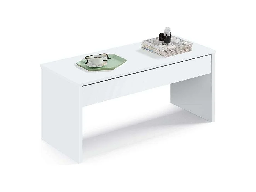 Mesa Centro Blanca Elevable Moderna Kamet 47-58x100x50 cm