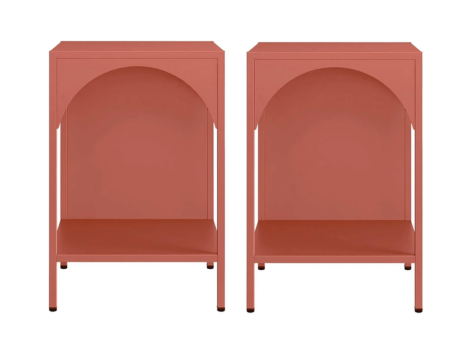 Mesita de noche industrial de metal, set de 2 terracotta